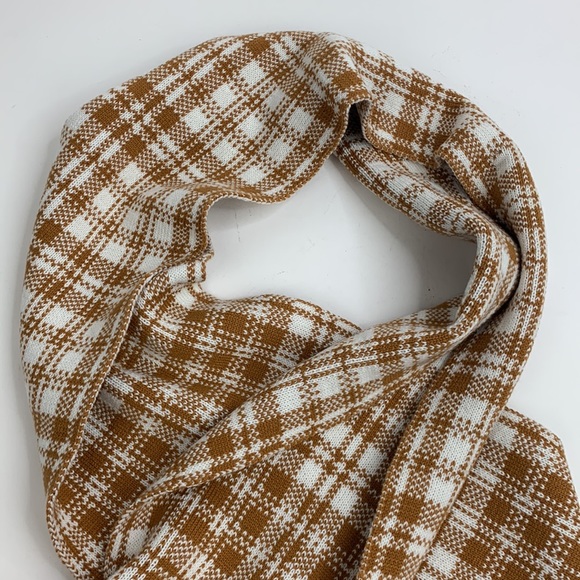 Timberland Plaid Knit Scarf Creme Tan New NWT Acrylic - Picture 3 of 13